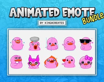 ANIMATED EMOTE BUNDLE Cute Pink Duck for Twitch and Discord ! (and more)