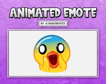 May include: Animated emoji of a yellow duck with blue and yellow gradient head, wide open mouth, and large eyes. The duck is surprised and has its hands on its cheeks.
