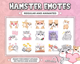 15 ANIMATED AND REGULAR Cute Chibi Hamster Emotes for Twitch and Discord !