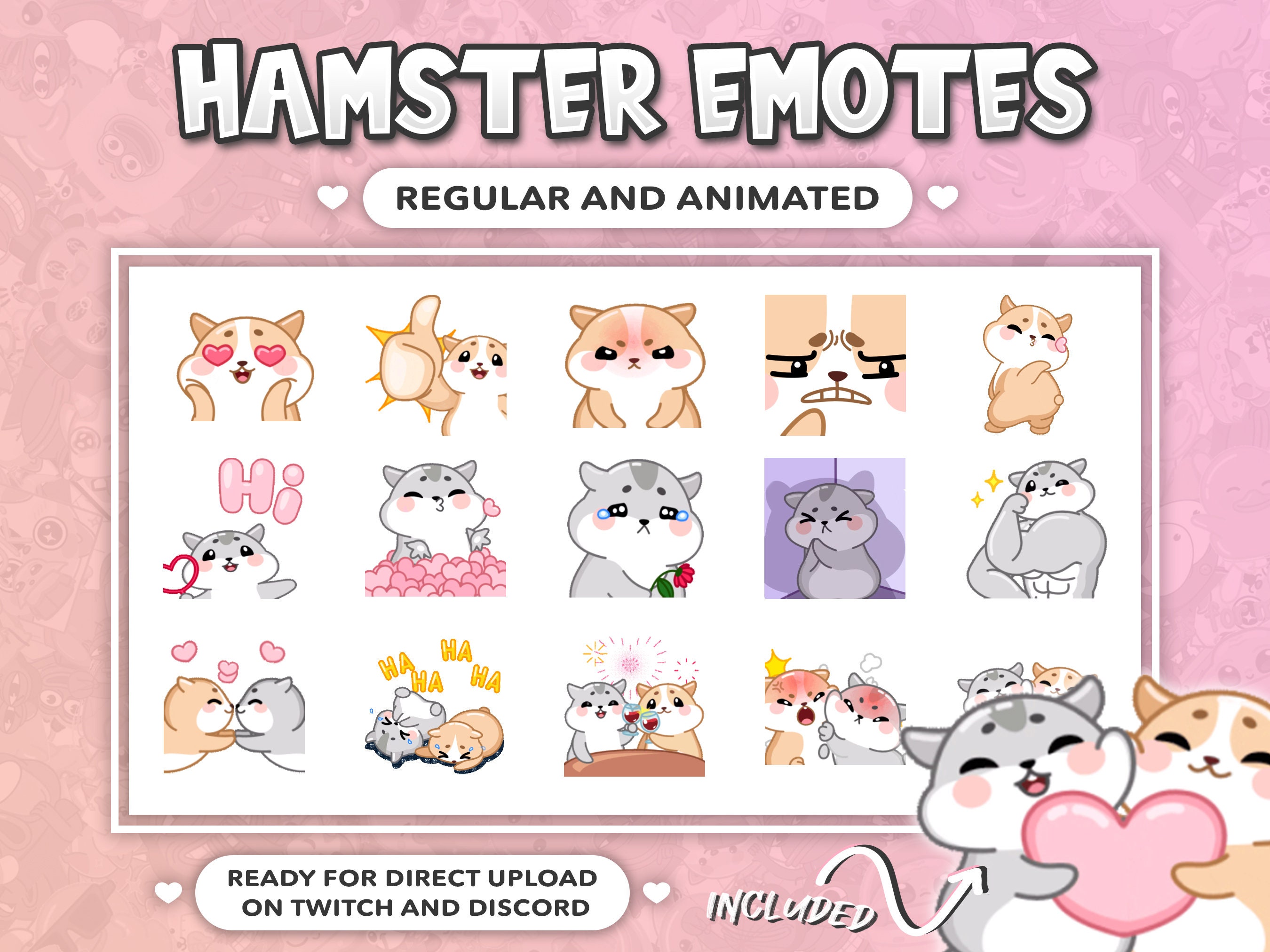 15 GEANIMEERDE EN REGELMATIGE schattige Chibi Hamster-emotes voor Twitch en Discord!