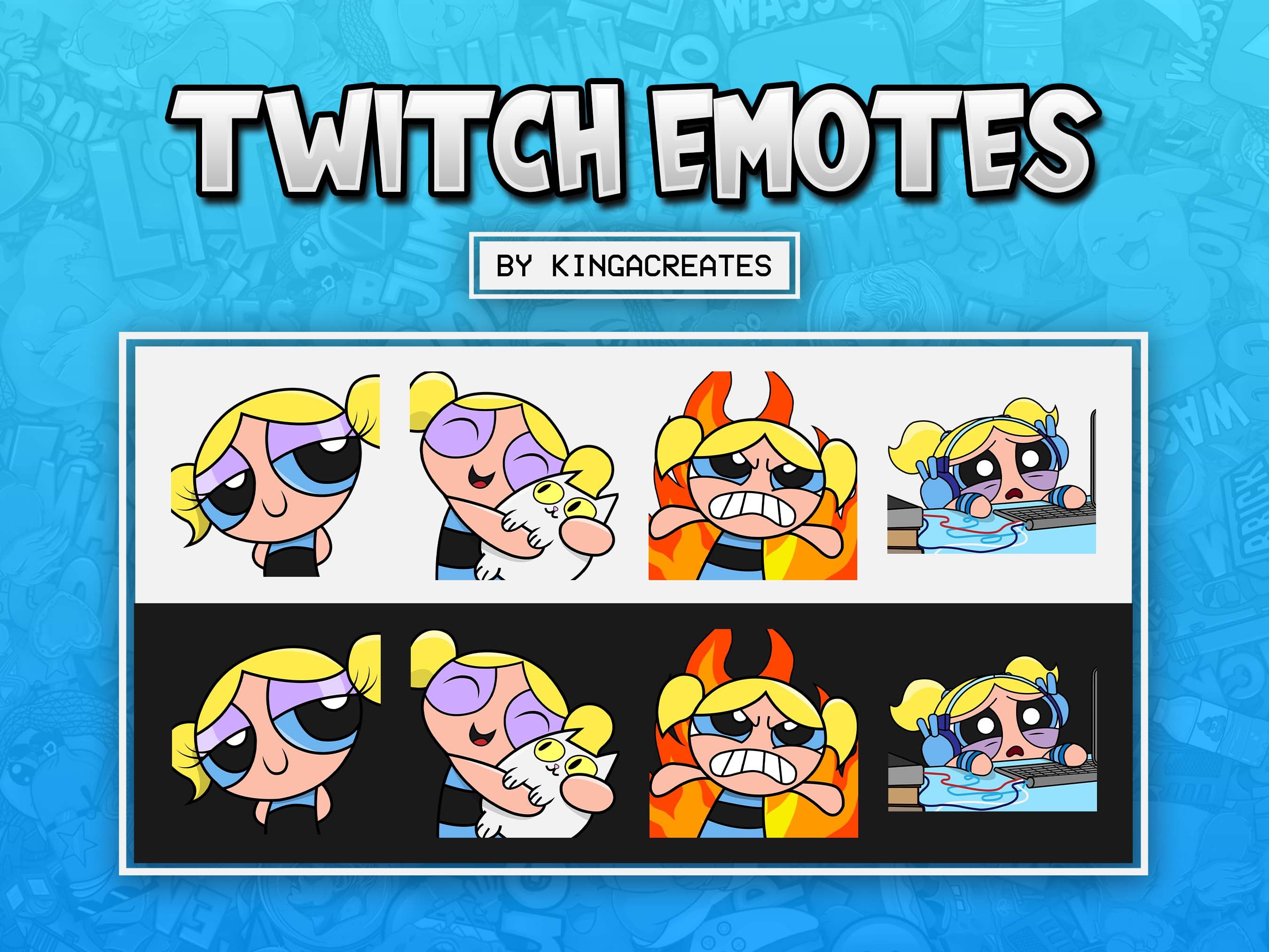 Bubbles Powerpuff Girls Blue Emote Bundle for Twitch ! ( and more)
