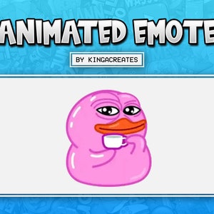 ANIMATED EMOTE Cute Pink Duck Pepe Sipping Tea for Twitch and Discord ! (and more)