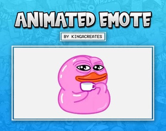 ANIMATED EMOTE Cute Pink Duck Pepe Sipping Tea for Twitch and Discord ! (and more)