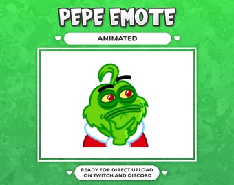 ANIMATED EMOTE Christmas Pepe Thinking Peepo for Twitch, Kick and Discord !