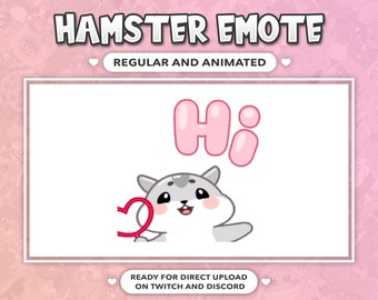 ÉMOTE ANIMÉE ET STATIQUE Hi Wave Cute Chibi Hamster pour Twitch, Kick et Discord !