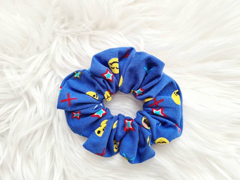 Emoji Hair tie Scrunchie cotton jersey hair tie emoji print Etsy