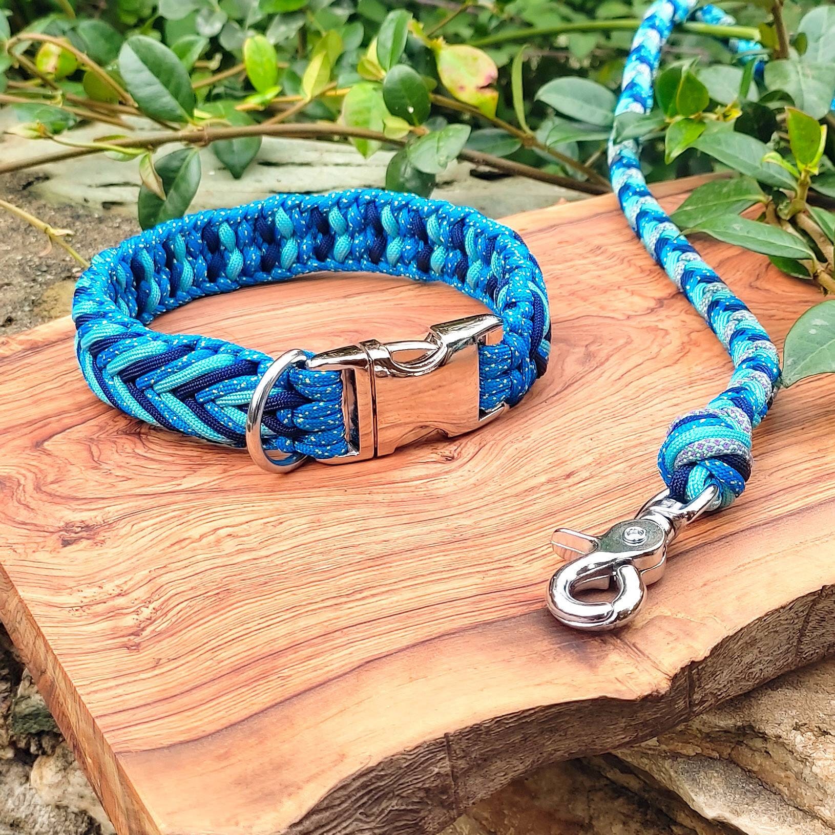 Collier Pour Chien Modèle MayaCollection Blue Tressage en Paracorde Bleu