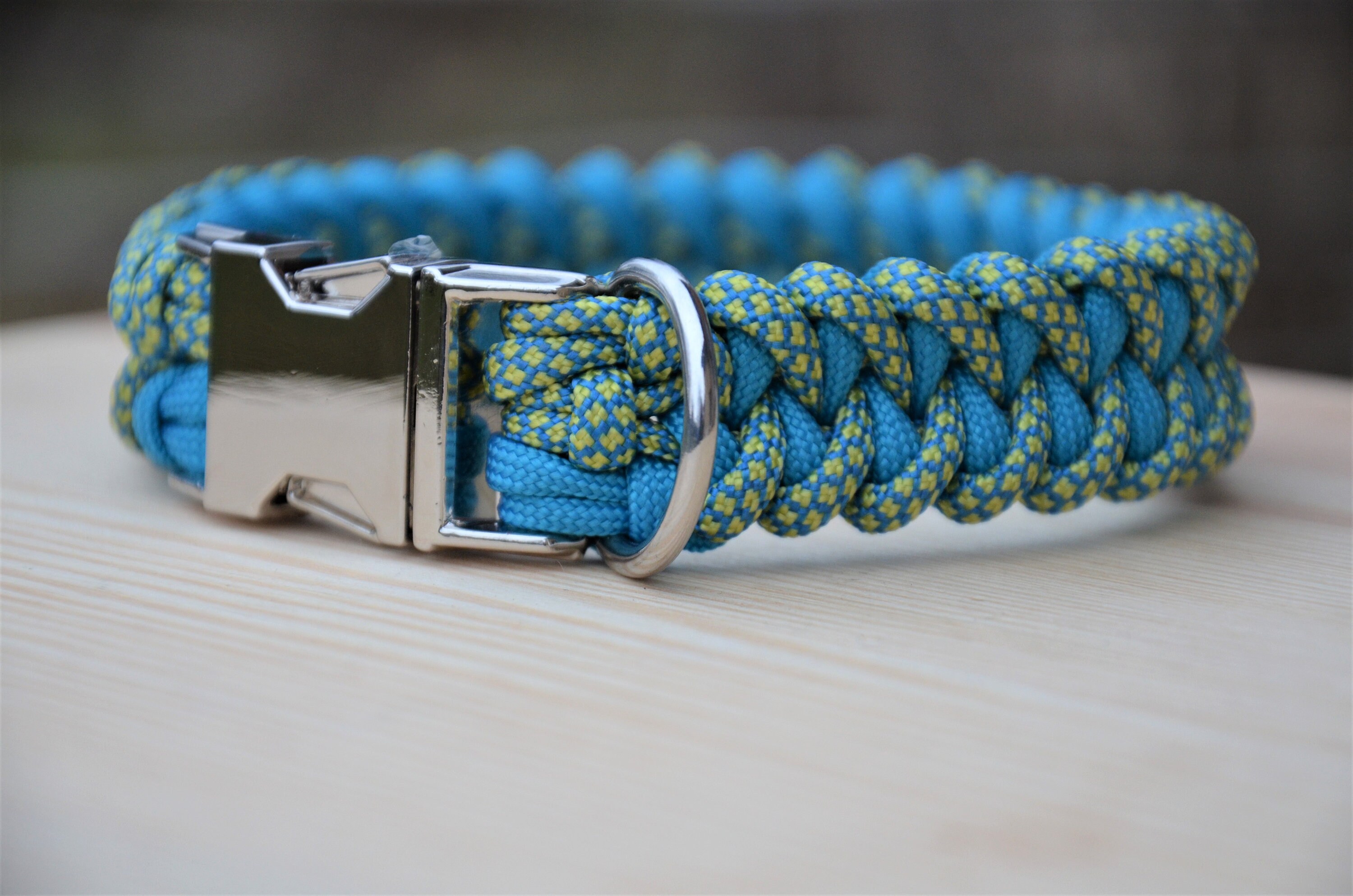 Collier Bleu Turquoise Pour Chien Modèle Django Collection Grand Nord en Paracorde