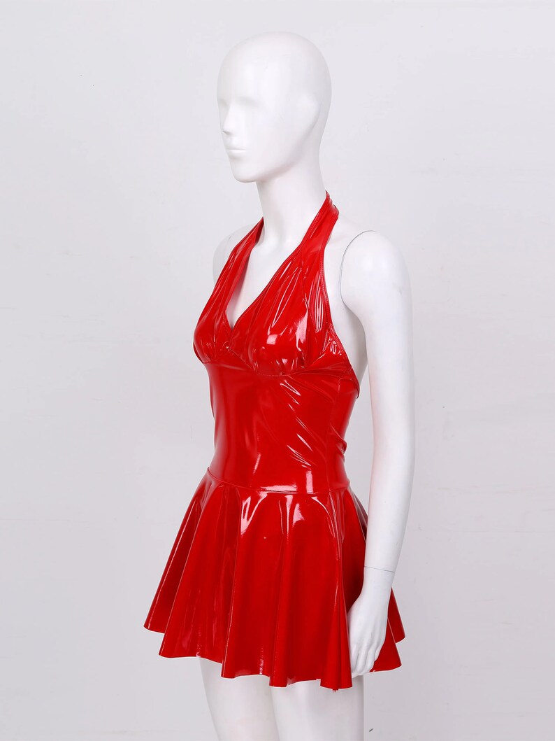 Wet Look Faux Leather Pleated Latex Mini Dress Sleeveless - Etsy