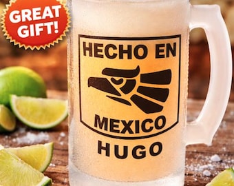 Personalized Frosted Beer Mug | Custom Name, Hecho En Mexico Design