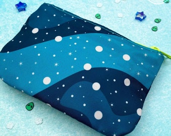 Blue Galaxy Coin Purse - Starry Zippered Pouch (4.5” x 2.75”)