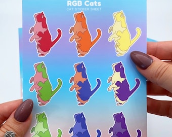 Colorful Rainbow Cat Sticker Sheet