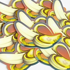 Vinyl Banana Sticker, Waterproof Decal for Water Bottle, Die Cut Tropical Fruit Laptop Decoration