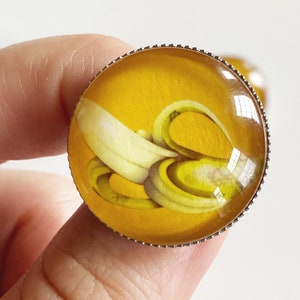 Handmade Banana Glass Cabochon Pin Accessory 25mm image 1