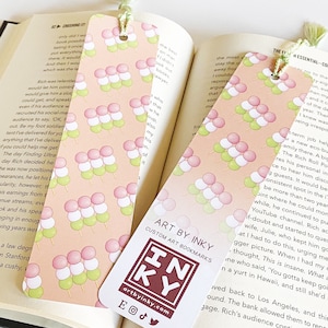 Hanami Dango Paper Bookmark with Tassel (2x8”) - Kawaii Reading Accessories