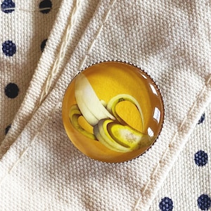 Handmade Banana Glass Cabochon Pin Accessory 25mm image 3