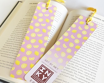 Lemon Paper Bookmark (2 x 8 inches), Fun Page Marker Accessories for Summer Reading, Handmade Bookworm Gifts