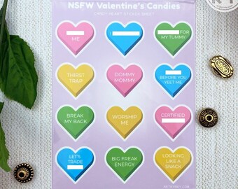 Funny NSFW Candy Heart Sticker Sheet