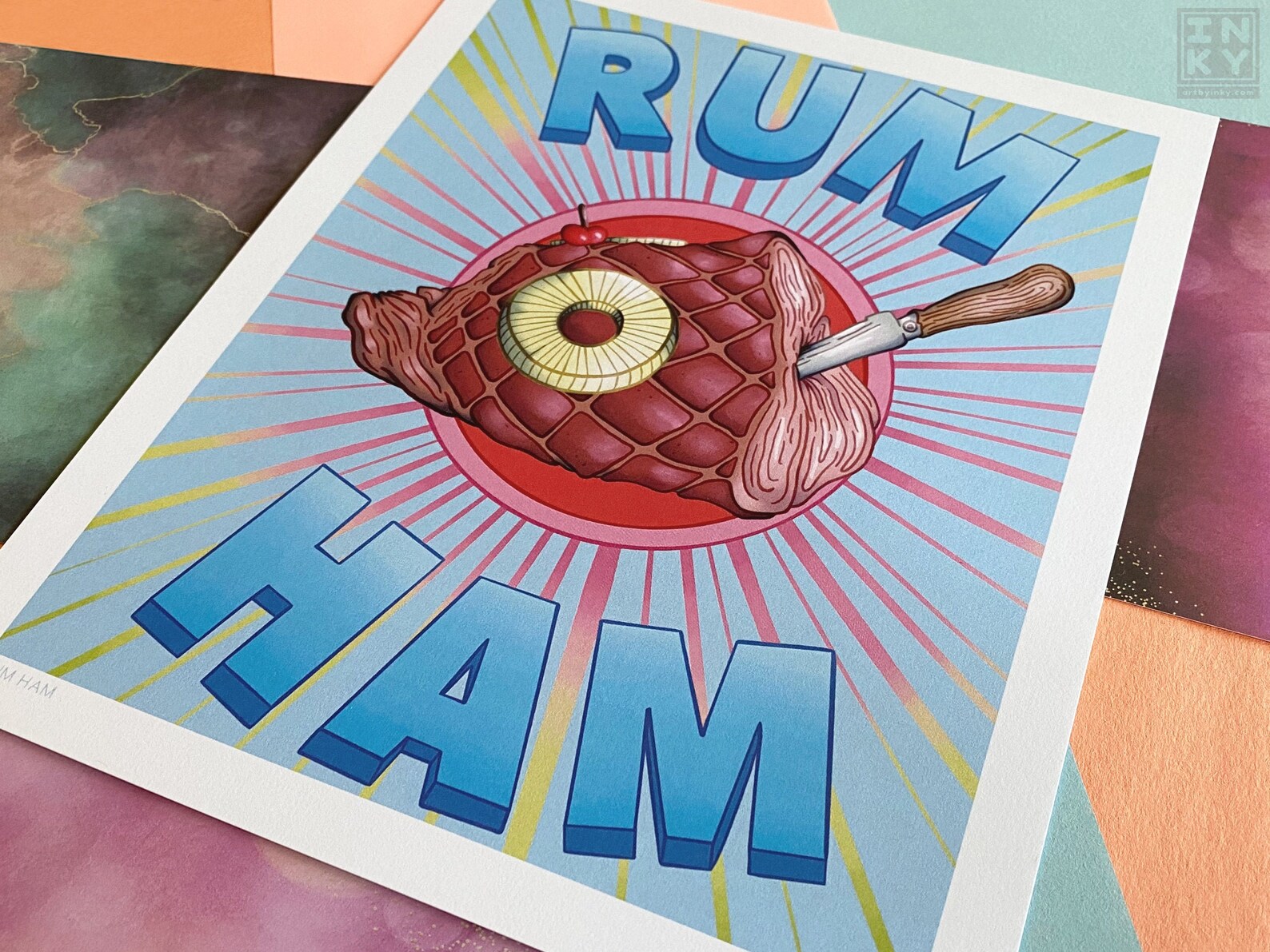 8x10 Rum Ham Illustrated Art Print Ham Wall Hanging Food Etsy