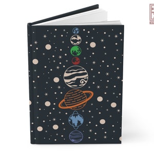 Blue Outerspace Hardcover Journal for Notetaking, Journaling and Studying, Rule Lined Solar System Notebook, Fun Cosmic Galaxy Stationery image 2