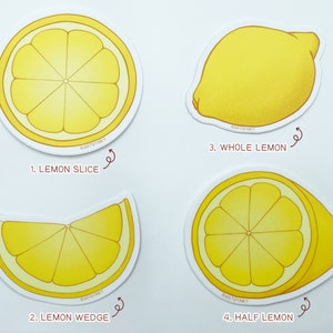 Assorted Vinyl Lemon Stickers, Waterproof Decal for Water Bottle, Die Cut Citrus Fruit Laptop Decoration image 2