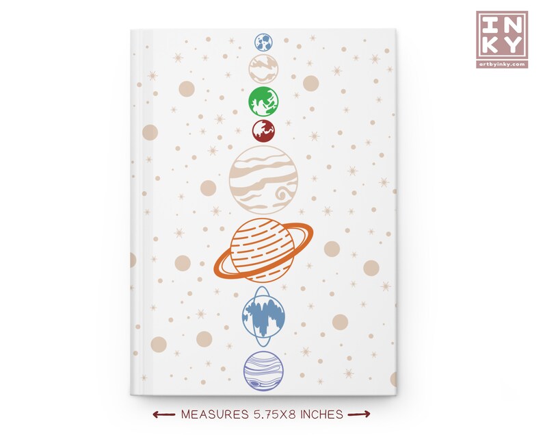 White Outerspace Hardcover Journal for Notetaking, Journaling and Studying, Rule Lined Solar System Notebook, Fun Cosmic Galaxy Stationery image 3