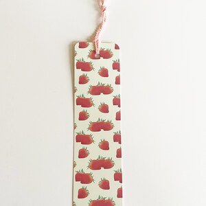 Strawberry Paper Bookmark 2 x 8 inches, Cottagecore Accessories for Reading, Handmade Bookworm Gifts image 9