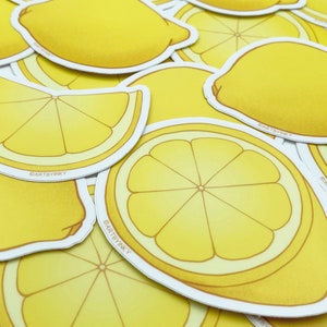 Assorted Vinyl Lemon Stickers, Waterproof Decal for Water Bottle, Die Cut Citrus Fruit Laptop Decoration image 8