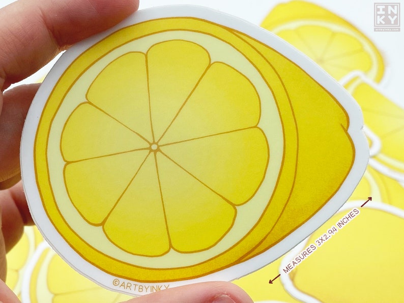Assorted Vinyl Lemon Stickers, Waterproof Decal for Water Bottle, Die Cut Citrus Fruit Laptop Decoration image 6