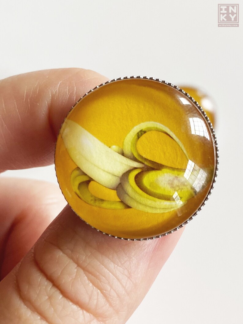 Handmade Banana Glass Cabochon Pin Accessory 25mm image 1