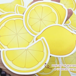 Assorted Vinyl Lemon Stickers, Waterproof Decal for Water Bottle, Die Cut Citrus Fruit Laptop Decoration image 7