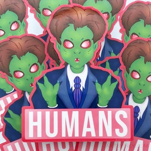 Funny Green Alien Sticker - UFO/UAP Sci Fi Enthusiast Space Gift