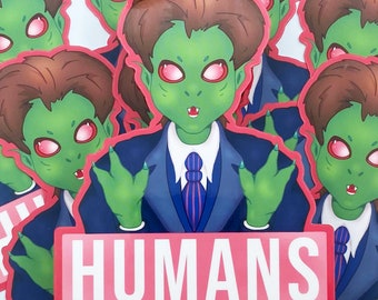Funny Alien Meme Monster Creature Die Cut Sticker - UFO UAP Extraterrestrial Decal