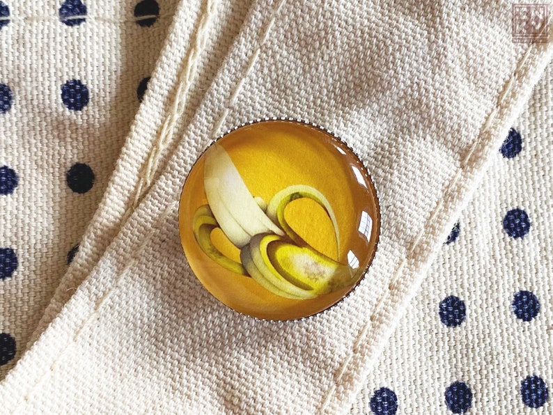 Handmade Banana Glass Cabochon Pin Accessory 25mm image 3