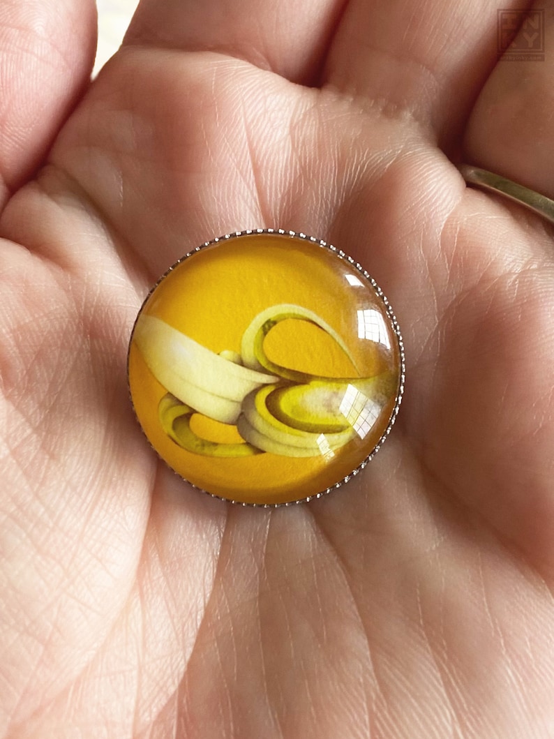 Handmade Banana Glass Cabochon Pin Accessory 25mm image 2