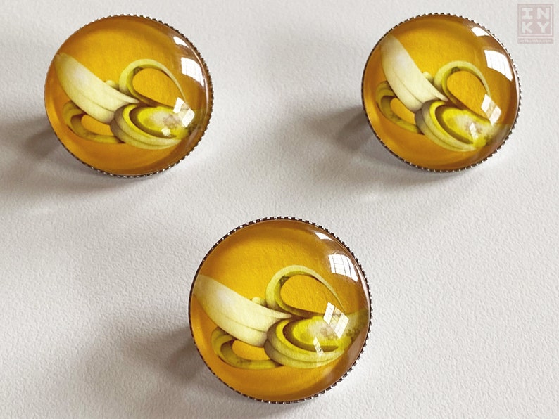 Handmade Banana Glass Cabochon Pin Accessory 25mm image 4