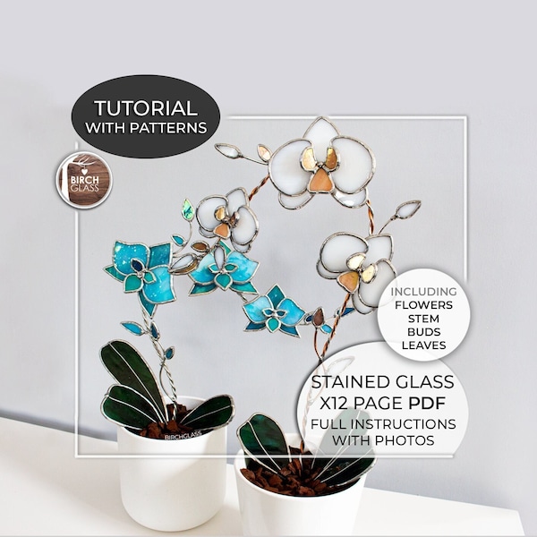 TUTORIEL • Modèle de vitrail 3D (instructions complètes) • PDF • Téléchargement numérique • Fleurs • Orchidées • Fleurs 3D • Plantes succulentes