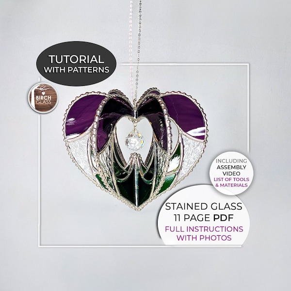 TUTORIAL • 3D Heart Spinner (Full Instructions & Bonus Video) Stained Glass Pattern • PDF • Digital Download • Valentines Day • Sweetheart