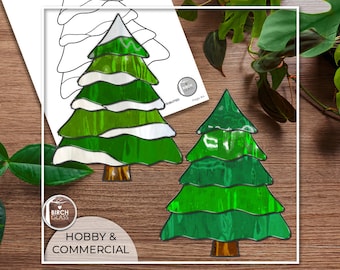 PATTERN • Snowy Christmas Tree X2 Stained Glass Pattern • PDF • Digital Download • Holiday • Pine Trees • Winter • Beginner • Easy