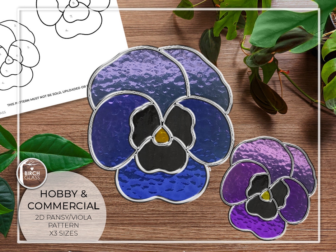PATTERN Pansy Viola Stained Glass Pattern PDF Digital Download Stained