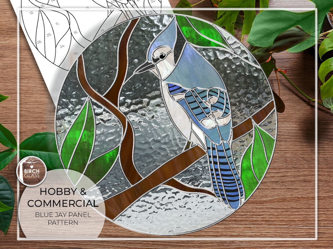 PATTERN Blue Jay Branches Stained Glass Pattern PDF Digital Download