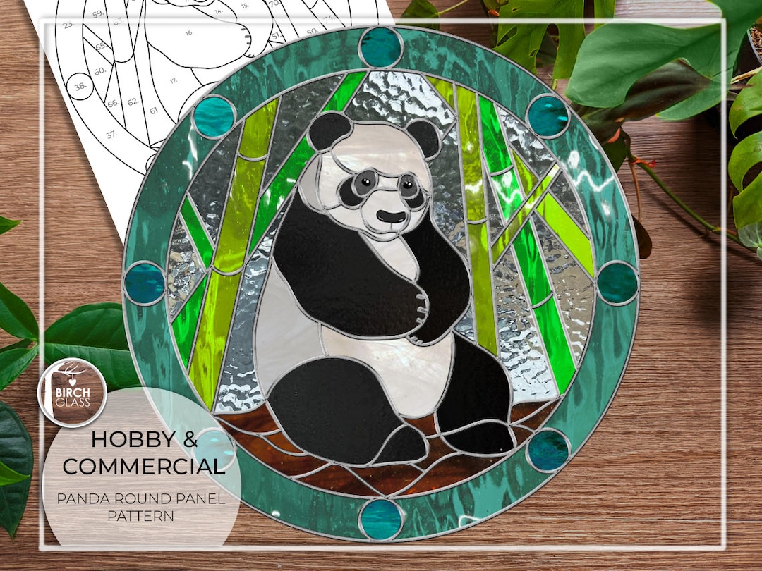 PATTERN • Panda Round Panel Stained Glass Pattern • PDF • Digital