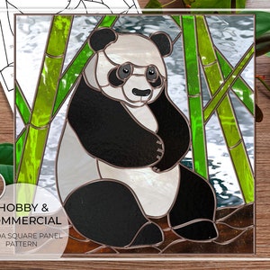 MODELLO • Modello in vetro colorato con pannello quadrato panda • PDF • Download digitale • Panda • Orso • Animale • Simpatici animali • Facile • Panda gigante