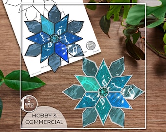 PATTERN • Simple Snowflake Stained Glass Pattern • PDF • Digital Download • Holiday • Christmas • Winter • Snow • Beginner • Easy • Ice