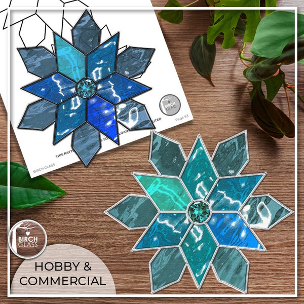 PATTERN • Simple Snowflake Stained Glass Pattern • PDF • Digital Download • Holiday • Christmas • Winter • Snow • Beginner • Easy • Ice