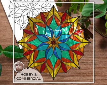 PATTERN • Sunrise Mandala Stained Glass Pattern • PDF • Digital Download • Holiday • Sunset • Winter • Autumn • Beginner • Simple Fall