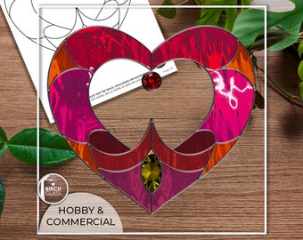 PATTERN • Tiara Heart Stained Glass Pattern • PDF • Digital Download • Gemstone • Hobby • Princess • Crown • Iridised • Royal