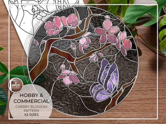 PATTERN • Cherry Blossom Butterfly Stained Glass Pattern