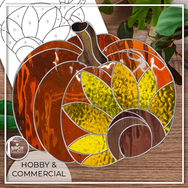 PATTERN • Sunflower Pumpkin Stained Glass Pattern • PDF • Digital Download • Spooky • Pumpkin • Fall • Jack O Lantern • Autumn • Flowers