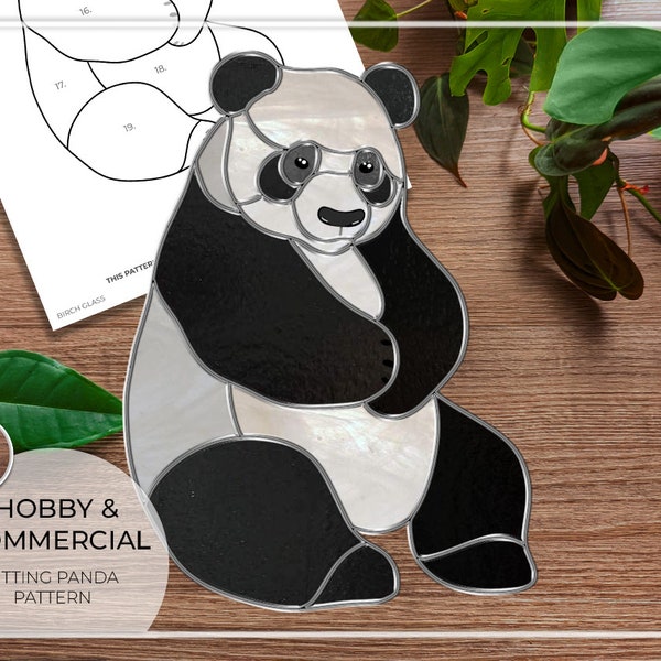 PATTERN • Panda Sitting Stained Glass Pattern • PDF • Digital Download • Panda • Bear • Animal • Cute Animals • Easy • Giant Panda